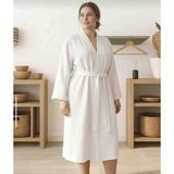 Collessia Home %100 Organik Pamuk Büyük Beden Unisex Çift Katlı Ince Bornoz Sabahlık Kimono (40-44 Beden Uyumlu) - 3XL - 4XL - 00-Beyaz