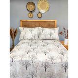 Collessia Home %100 pamuk poplin Kumaş, Premium Kalite, Çift Kişilik, Ağaç Temalı Nevresim Takımı - Kahverengi - Bej - 200 x 220 cm