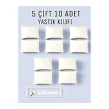 CollessiaHome %100 Pamuk Saten 5 Çift 10 Adet Yastık Kılıfı Seti- Ekru