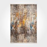 Collins Kahverengi Vintage Modern Geometrik Etnik Desenli Boho Makinada Yıkanabilir Hav Toz Vermez Leke Tutmaz Kaymaz Taban Dijital Makine Baskı Halı Oturma Odası Salon Yolluk Koridor Mutfak Halısı