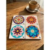 Color Craft Seramik Bardak Altlığı | 4'lü El Yapımı Bardak Altı Seti | Çay Kahve Sunum - Color4lü