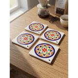 Color Craft Seramik Bardak Altlığı | 4'lü El Yapımı Bardak Altı Seti | Çay Kahve Sunum - ColorMavi