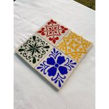 Color Craft Seramik Bardak Altlığı | 4'lü El Yapımı Bardak Altı Seti | Çay Kahve Sunum - Mozaik4lü