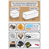 color house 12 Adet Organizer Çekmece İçi Düzenleyici Kutu Mutfak Ofis Takı Alet Edevat Araç Gereç Kutusu Şeffaf 10 x 15