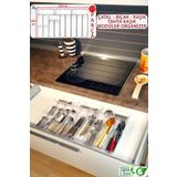 color house 15'li Modüler Kaşıklık Organizer Çekmece Içi Şeffaf Düzenleyici Drawer Tahta Kaşık Kepçe Organizer