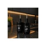 color house 2 adet 500 ml Siyah Renk Cam Yağdanlık - Damlatmaz Tıpa Kapak ( Paslanmaz Çelik ) Siyah Etiket
