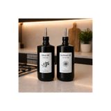 color house 2 adet 750 ml Siyah Renk Cam Yağdanlık - Damlatmaz Tıpa Kapak ( Paslanmaz Çelik )