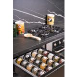 color house 20 Adet Siyah Metal Kapaklı Cam Kavanoz 255 Cc V Baharatlık Standı 4 Adet Pleksi 45 Cm * 7,5 Cm