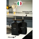 color house 2'li 750 ml Yağdanlık Sosluk Sirkelik Zeytinyağı Şişesi Damlatmaz Kapak Siyah Koyu Cam-Siyah Etiket