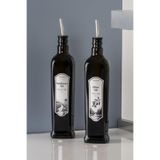 color house 2'li 750 ml Yağdanlık Sosluk Sirkelik Zeytinyağı Şişesi Sağlıklı Koyu Cam Damlatmaz Kapak Siyah Tek Ebat