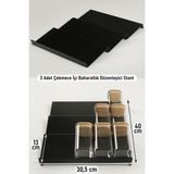 color house 3 Adet Çekmece Içi Baharatlık Düzenleyici Stant Mutfak Dolap Içi Organizer ( Siyah Renk ) Z305