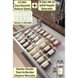 color house Baharatlık Borosilikat Cam Kavanoz 280 Cc (YUVARLAK) 18 Adet Şeffaf Kapaklı (STANTLAR HARİÇTİR) Tek Ebat
