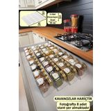 color house Baharatlık Düzenleyici 4 Adet Çekmece Içi Pleksi Stant Organizer 35*10 Cm z350 (KAVANOZLAR HARİÇTİR)