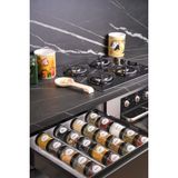 Color House Cam Kavanoz Baharatlık 255 cc (Yuvarlak) 16 Adet Siyah Metal Kapaklı (Stantları Hariçtir) - Şeffaf - 255 ml