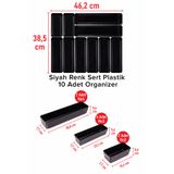 color house Parlak Siyah (Piano Black) 10'lu Set Modüler Çekmece İçi Kaşıklık Organizer Düzenleyici