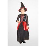 Color Kostüm Tiyatro Animasyon Kostümleri Halloween Cadı 2 - 5 - 6 Yaş - Siyah - Kırmızı