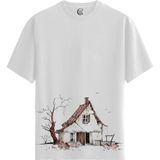 Color Luxe Abandoned House - Pamuklu Erkek Beyaz Tişört - Premium Quality - Renkli