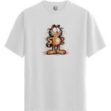 Color Luxe Abstract Cat - Pamuklu Erkek Beyaz Tişört - Premium Quality - Renkli