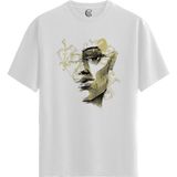 Color Luxe Abstract Face - Pamuklu Erkek Beyaz Tişört - Premium Quality - Renkli