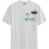 Color Luxe Abstract Sketch - Pamuklu Erkek Beyaz Tişört - Premium Quality - Renkli