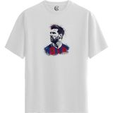 Color Luxe Barca Messi - %100 Pamuklu Erkek Beyaz Tişört - Premium Quality - 001-Renkli - XL