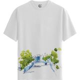 Color Luxe Canal Sketch - Pamuklu Erkek Beyaz Tişört - Premium Quality - Renkli