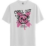 Color Luxe Chill Bear - Pamuklu Erkek Beyaz Tişört - Premium Quality - Renkli - XL