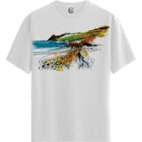 Color Luxe Coastal Vibes - Pamuklu Erkek Beyaz Tişört - Premium Quality - Renkli - XL
