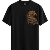 Color Luxe Eagle Sketch Pamuklu Erkek Siyah Tişört - Premium Quality - Renkli - 2XL
