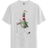 Color Luxe Floating Lighthouse - Pamuklu Erkek Beyaz Tişört - Premium Quality - Renkli - XL