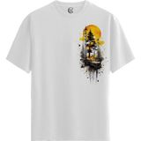Color Luxe Forest Sunset - Pamuklu Erkek Beyaz Tişört - Premium Quality - Renkli - XL