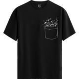 Color Luxe Galactic Pocket Pamuklu Erkek Siyah Tişört - Premium Quality - Renkli - XL