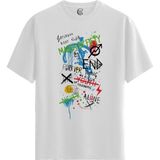 Color Luxe Graffiti Youth - Pamuklu Erkek Beyaz Tişört - Premium Quality - Renkli - S