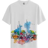 Color Luxe Harbor Dream - Pamuklu Erkek Beyaz Tişört - Premium Quality - Renkli
