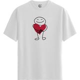 Color Luxe Heart Hug - %100 Pamuklu Erkek Beyaz Tişört - Premium Quality - 001-Renkli - S