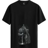Color Luxe Knight Sketch - Pamuklu Erkek Siyah Tişört - Premium Quality - Renkli - XL