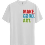 Color Luxe Make Good Art - %100 Pamuklu Erkek Beyaz Tişört - Premium Quality - 001-Renkli - S