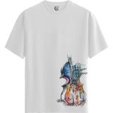 Color Luxe Melodic Cityscape - Pamuklu Erkek Beyaz Tişört - Premium Quality - Renkli - XL