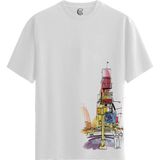 Color Luxe Nyc London - Pamuklu Erkek Beyaz Tişört - Premium Quality - Renkli