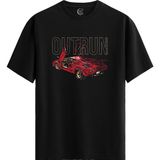 Color Luxe Outrun Car - Pamuklu Erkek Siyah Tişört - Premium Quality - Renkli