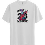 Color Luxe Patch Mouse - Pamuklu Erkek Beyaz Tişört - Premium Quality - Renkli
