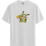 Color Luxe Pikachu Spark - Pamuklu Erkek Beyaz Tişört - Premium Quality - Renkli