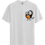 Color Luxe Quirky Owl - Pamuklu Erkek Beyaz Tişört - Premium Quality - Renkli - XL