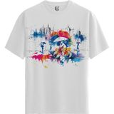 Color Luxe Rainy Ride - Pamuklu Erkek Beyaz Tişört - Premium Quality - Renkli - 2XL