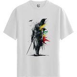 Color Luxe Raven Knight - Pamuklu Erkek Beyaz Tişört - Premium Quality - Renkli - S