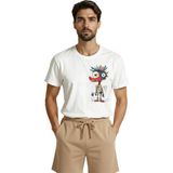 Color Luxe Renkli ve Çılgın Graffiti Karakter Baskılı Tasarım Premium Erkek Tişört - Beyaz - 2XL