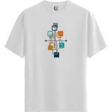 Color Luxe Retro Link - %100 Pamuklu Erkek Beyaz Tişört - Premium Quality - 001-Renkli