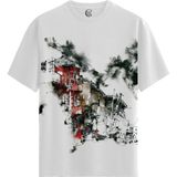Color Luxe Ruined City - Pamuklu Erkek Beyaz Tişört - Premium Quality - Renkli - 2XL