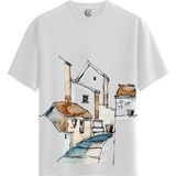 Color Luxe Rustic Alley - Pamuklu Erkek Beyaz Tişört - Premium Quality - Renkli