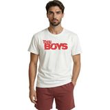 Color Luxe ''the Boys'' Dizi Logolu Kırmızı Grunge Efektli Tasarım Premium Erkek Tişört - Beyaz